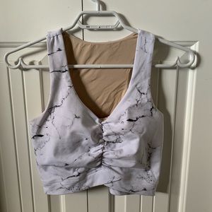 Buff Bunny White Marble Twisted Crop Top